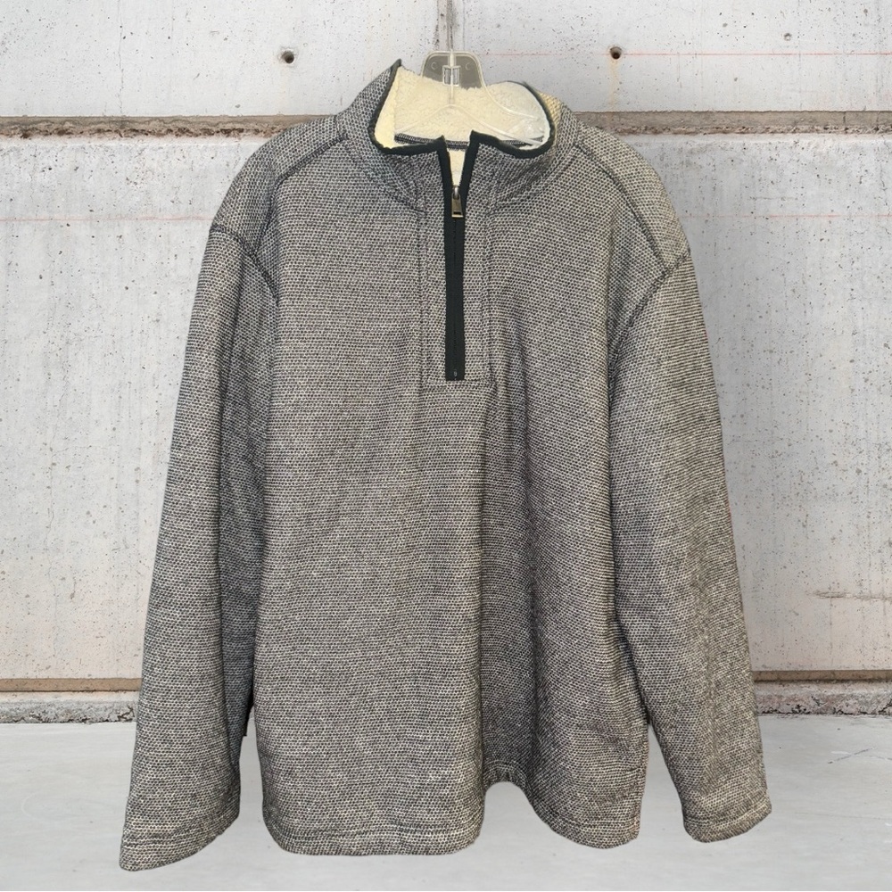 Men's Orvis 1/4 Zip Warm Sherpa Lined Polyester Sweater Solid Gray‎ Size Medium